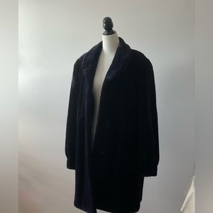 Luxury vintage fur Navy mink coat leather jacket